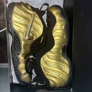 Nike Foamposite Gold and Black Sneakers